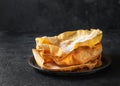 Close up Papadum or papad traditional indian food, vegetarian bread from lentils or beans. Food popular in Nepalese, Pakistani, Royalty Free Stock Photo