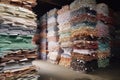Close-up Of Paper Sheets Stacked In A Warehouse