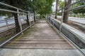 Close up of a park handrail bridge