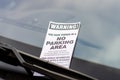 Close-up of parking ticket on car`s windshield Royalty Free Stock Photo