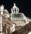 Close up of the Parliament Building over night sky, Victoria, British Columbia