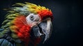 Close-up Of A Parrot\'s Head: Vibrant And High-energy Imagery In Darktable Style