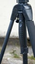 Close up part of camera tripod outdoors