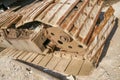 Close up part of a construction machine wheel Royalty Free Stock Photo