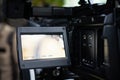 Close up part of detail video camera, behind the scenes - Image Royalty Free Stock Photo