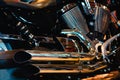 close-up part of a luxury motorcycle Royalty Free Stock Photo