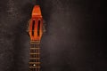 Neck of a stringed instrument mandolin on a dark background with copy space for your text