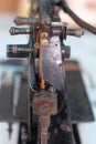 Close-up part of an old sewing machine Royalty Free Stock Photo