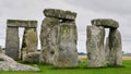 Close up of part of Stonehenge, with no people.