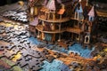 close-up of a partially assembled puzzle