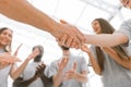 close up.the participants of the briefing, shaking hands with e Royalty Free Stock Photo