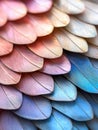 A close up of pastel colored feathers arranged in a textured pattern with soft light and shadows Royalty Free Stock Photo