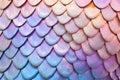 Close up of pastel colored textile mermaid tail fish scales fabric