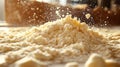Close-up of pastry dough being mixed, showing flour and butter blending Royalty Free Stock Photo