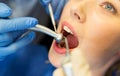 Close up of patient having teeth treatment