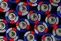 Close up pattern of aaa batteries or cells