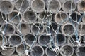 Close up image of crab pots at harbor Royalty Free Stock Photo
