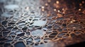 A close up of a patterned table with lights shining through it, AI