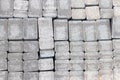 Close-up of paver stones in pallet. Blocks texture, background. Royalty Free Stock Photo