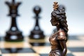 a close-up of a pawn capturing the queen in chess