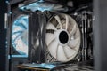 Close-up of a PC cooling system, a dirty radiator from a computer Royalty Free Stock Photo