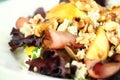 Close up of Peach, Gorgonzola and Pastrami Salad Royalty Free Stock Photo