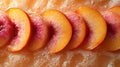 A close-up of peach ice cream with slices of peach on top Royalty Free Stock Photo
