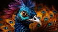 A close up of a peacock. Generative AI. Royalty Free Stock Photo