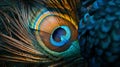 Close up of peacock's eye with feather Royalty Free Stock Photo