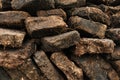 Close up of peat pile on Harris, Scotland Royalty Free Stock Photo