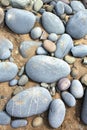 Close up of pebbles on a beach big blue stones