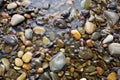 close-up of pebbles smoothed by a rushing stream