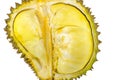 Close up of peeled durian isolated on white background Royalty Free Stock Photo