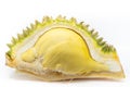 Close up peeled Durian isolated on white background for eat, the famous fruit from Thailand, it also known as The King of Fruits Royalty Free Stock Photo