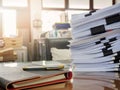 Close up of a pen and business documents stack on desk Royalty Free Stock Photo