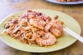Close-up Penang Char Kuey Teow or fried noodle with prawns Royalty Free Stock Photo