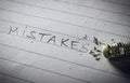 Close up of pencil eraser correcting and fixing word Mistakes Royalty Free Stock Photo