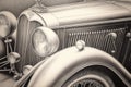 close-up of pencil sketch showing the intricate details of vintage car Royalty Free Stock Photo