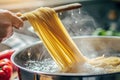 Close-Up of Perfectly Boiled and Delicious Spaghetti. AI Generated
