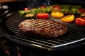 close-up of a perfectly cooked burger on a smart grill