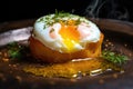 close-up of a perfectly cooked poached egg