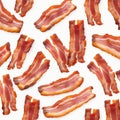 closeup of perfectly crispy bacon strips against a pristine white background - generated ai photos