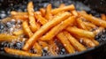 Close up of perfectly crispy french fries deep fried for optimal golden perfection