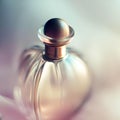 close up of perfume glass bottle, product shot