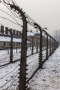 Close-up of the perimeter fence around Auschwitz I Royalty Free Stock Photo