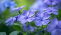 A close-up of periwinkle flowers in a garden, showcasing their delicate petals and soothing color palette with impeccable 8k