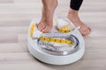 Person Feet Standing On Weighing Scale