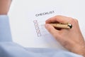 Person Filling Checklist Form Royalty Free Stock Photo