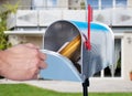 Person Hand Checking Mailbox