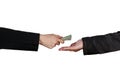 Close-up Of Person Hand Giving Money To Other Hand Royalty Free Stock Photo